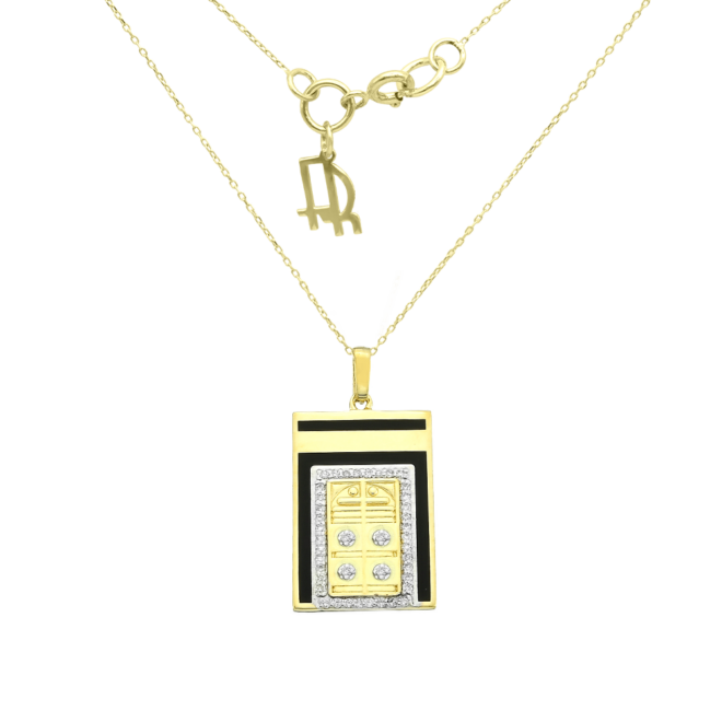 18K Gold & Diamond Necklace – Kaaba Door Design from Frank Rosha Jewellery JFRN0703Y