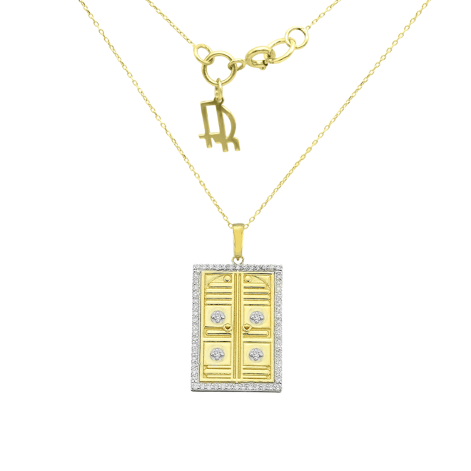 18K Gold & Diamond Necklace – Kaaba Door Design from Frank Rosha Jewellery JFRN0702Y